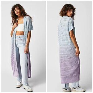 Free People Alicia Crochet Cardigan Blue Purple Ombre Size XS NWT